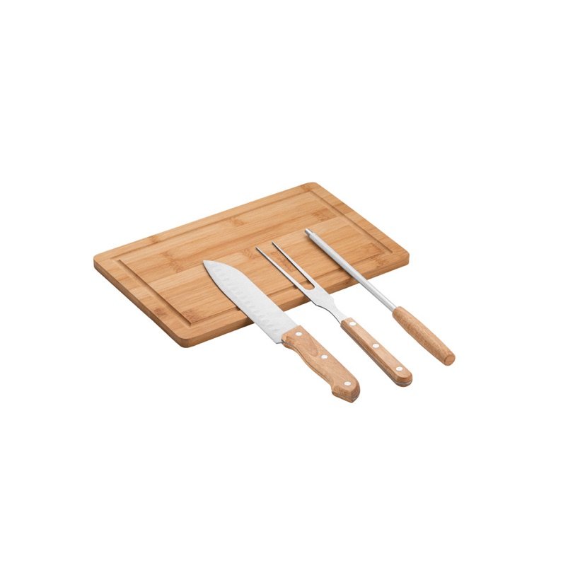 Kit Churrasco Moussaka com Tábua e 3 Utensílios