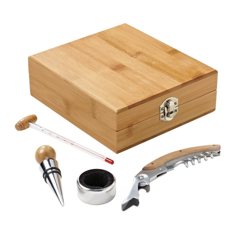 Conjunto para Vinho em Bambu Cabernet