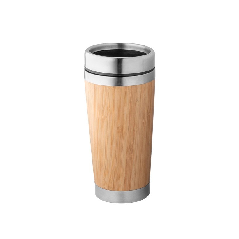 Copo Térmico de Viagem Pietro com Tampa de Bambu 500ml