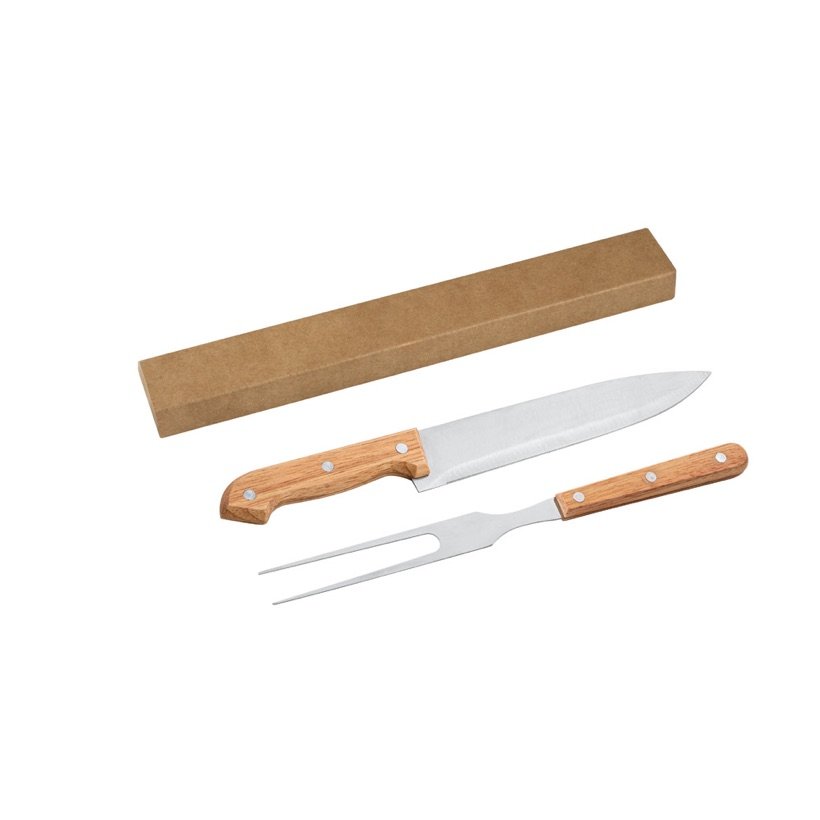 Kit Churrasco Mojo em Aço Inox e Bambu