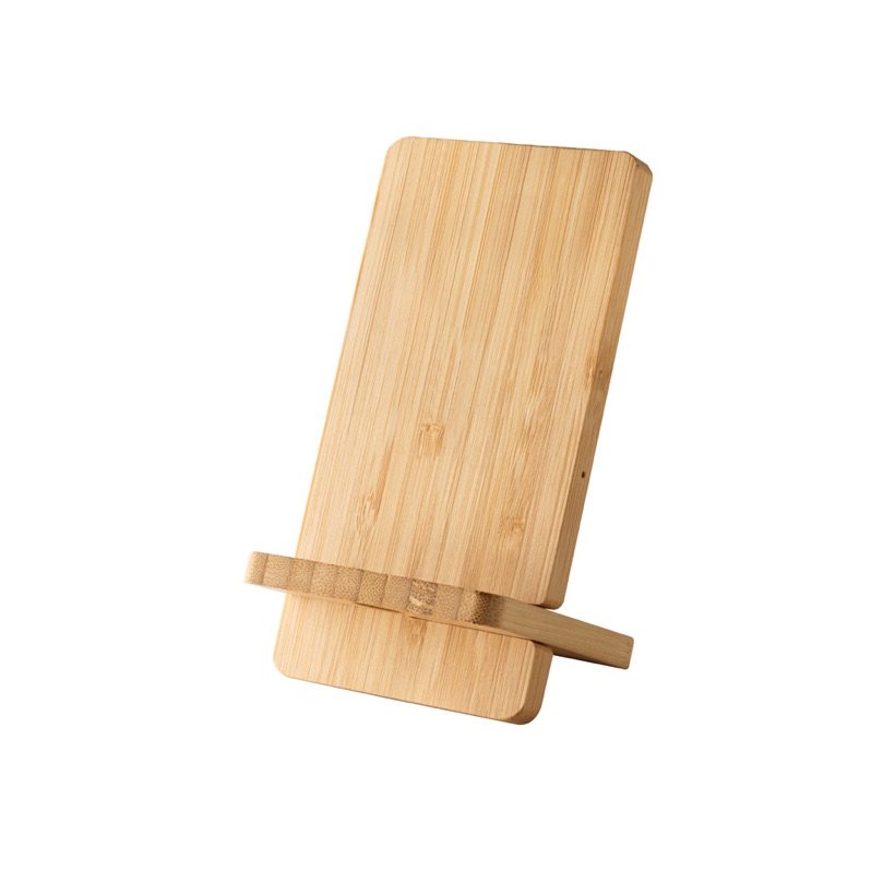 Suporte para Celular Lange com Carregador Wireless em Bambu