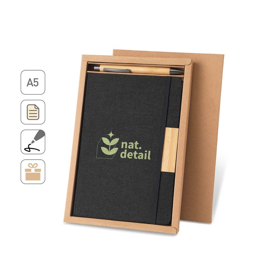 Conjunto Caderno A5 e Caneta de Bambu Homero — Conjunto
