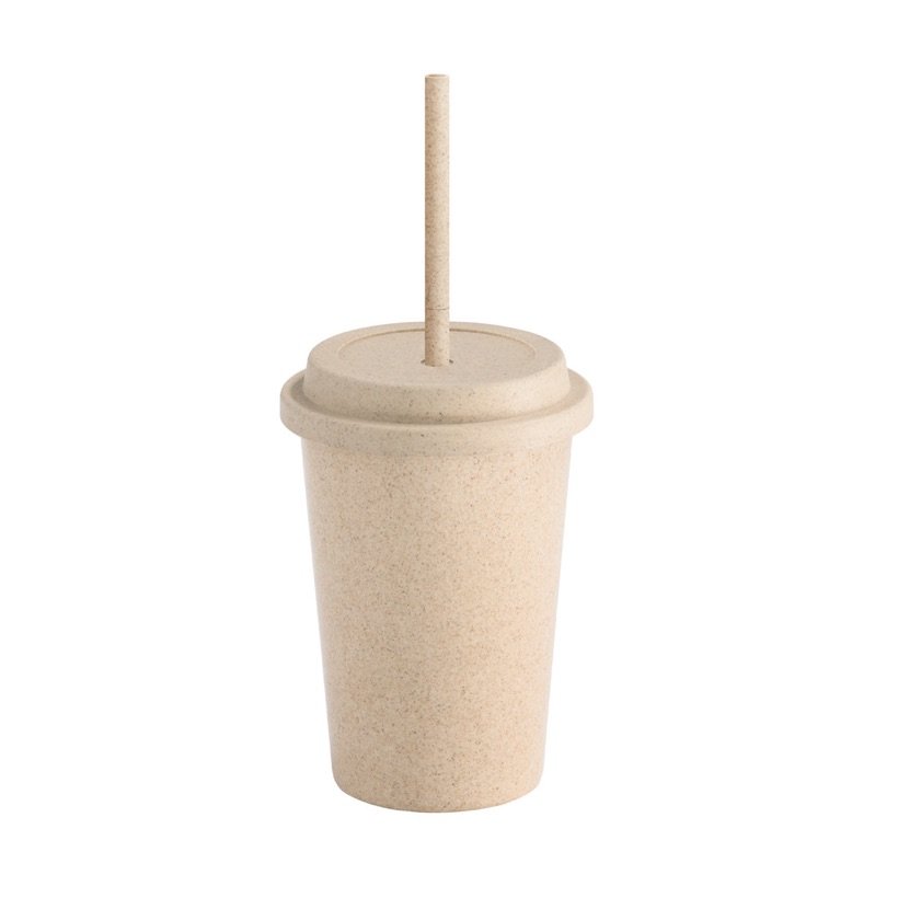 Copo de Viagem Valley em Fibra de Bambu com Canudo Retrátil 450ml — Conjunto