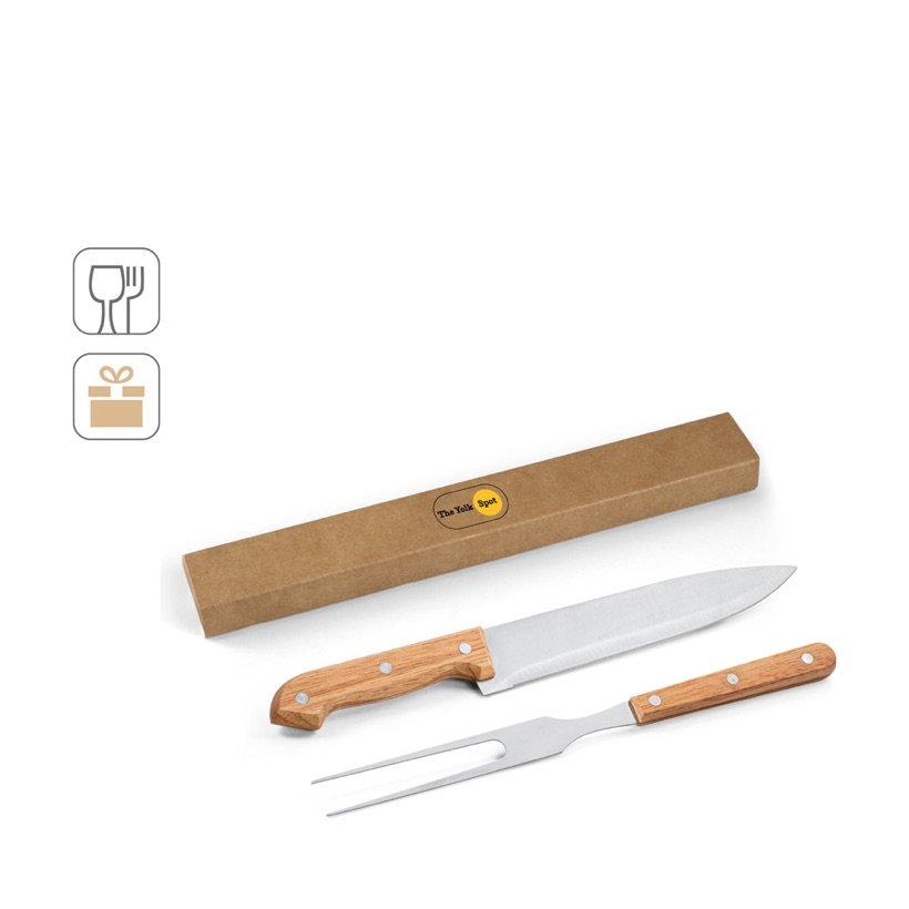 Kit Churrasco Mojo em Aço Inox e Bambu — Conjunto
