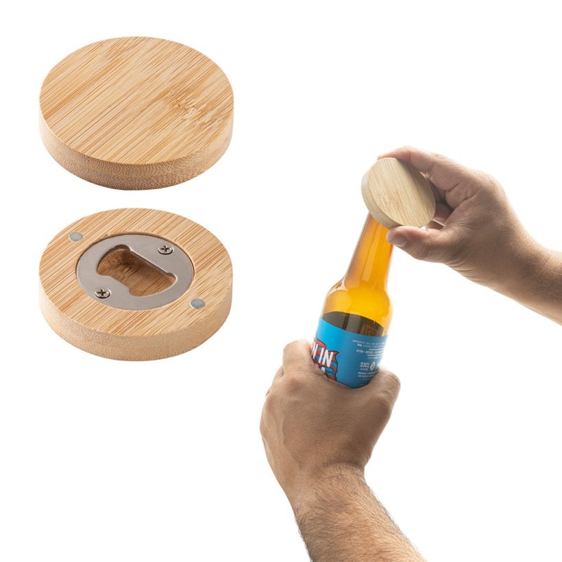Porta-copos em Bambu com Abridor Amchur — Conjunto