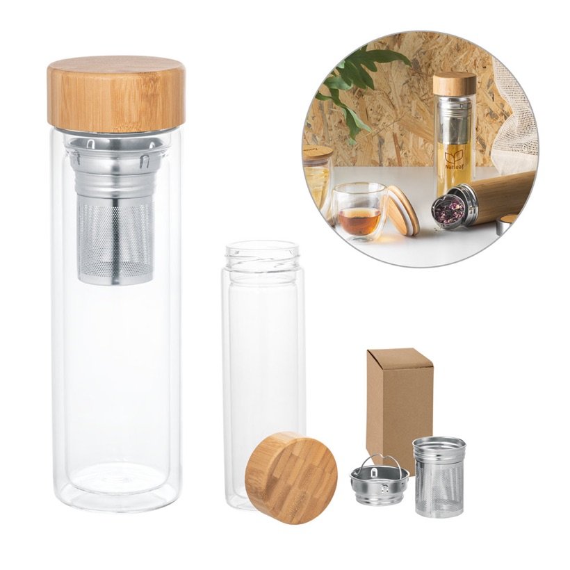 Garrafa Térmica Makarova em Vidro com 2 Infusores 490ml — Conjunto