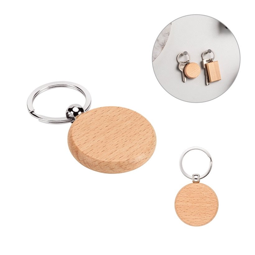 Chaveiro Redondo em Madeira de Faia Stewie Round — Conjunto