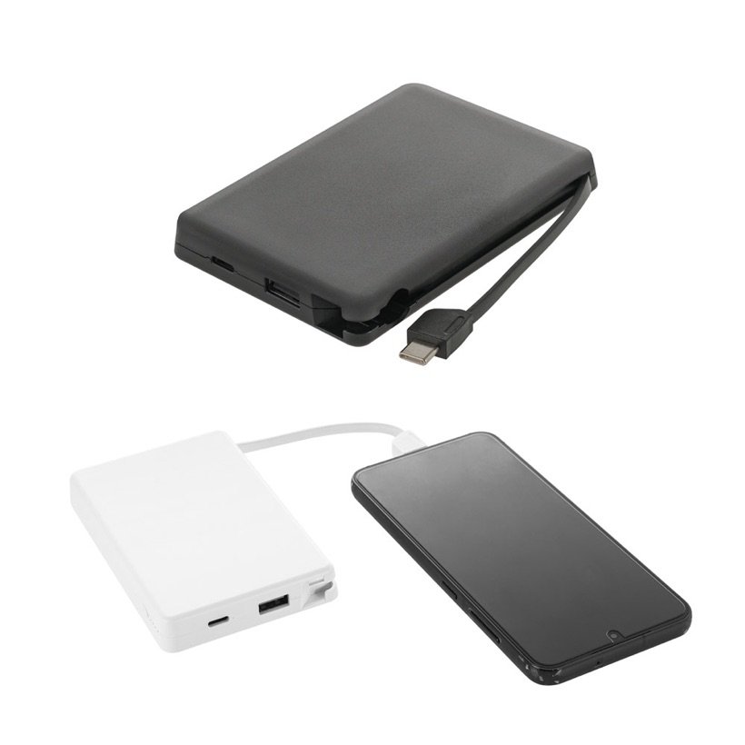 Power Bank Lattes 10.000mAh com Cabo Integrado — Conjunto