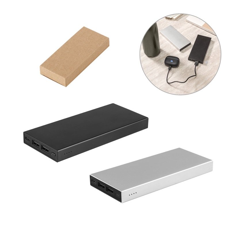 Power Bank Dorothy 10.000mAh Slim em Alumínio — Conjunto