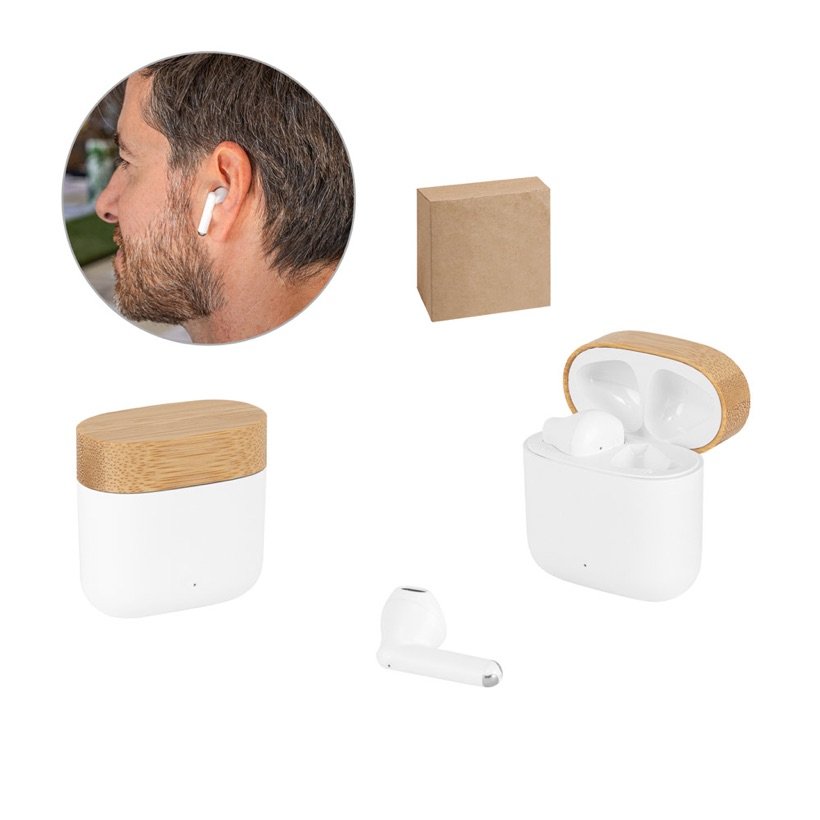 Fone de Ouvido Wireless em Bambu Cobain — Conjunto