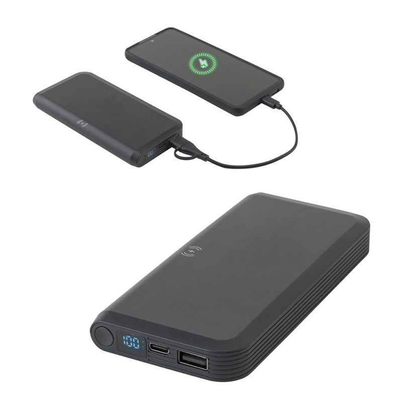 Power Bank Becker 10.000mAh com Tela LED Wireless — Conjunto